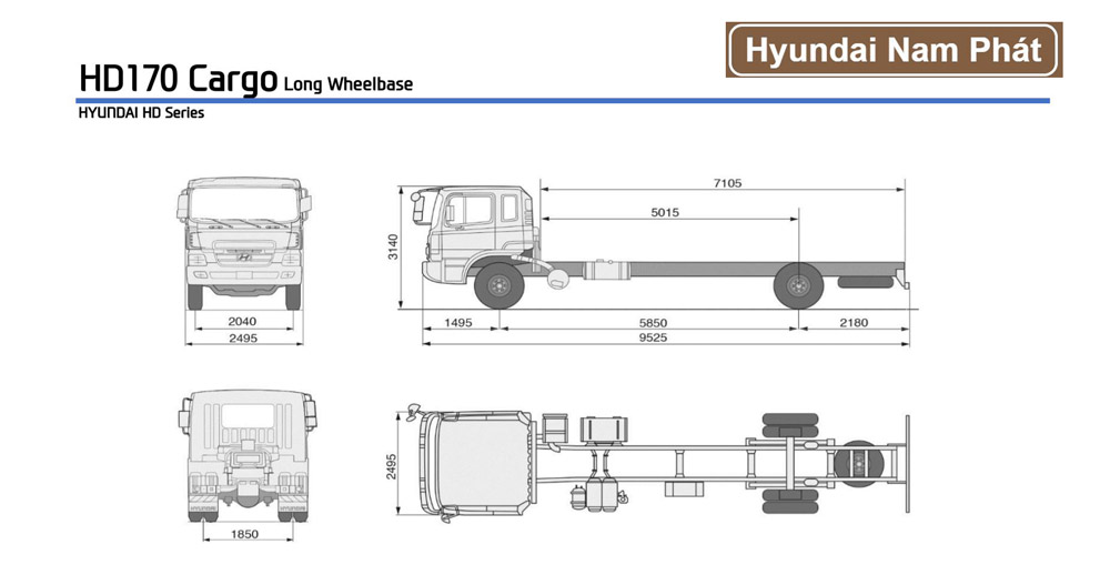 Xe Tải Hyundai 2 Chân HD170 8 Tấn Nhập Khẩu